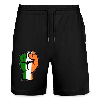 Irland Flagge Faust Hand Symbol - Stanley/Stella Unisex Bio Joggingshorts Trainer  - Schwarz - Vorne - Nik (191cm) & Marisol (170cm)