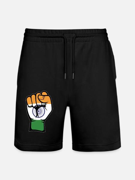 India Flag Fist Hand Symbol - Stanley/Stella Trainer Unisex Organic Jogging Shorts - black