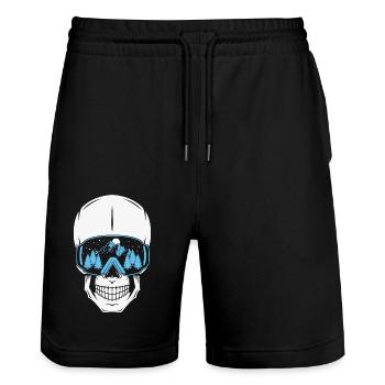 Skull with ski goggles - Stanley/Stella Trainer Unisex Organic Jogging Shorts - black - Front - Nik (191cm) & Marisol (170cm)