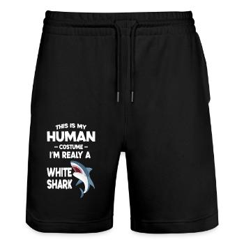 This is My Human Costume Im Really a White shark - Short de jogging bio TRAINER Stanley/Stella unisexe - noir - Devant - Nik (191cm) & Marisol (170cm)