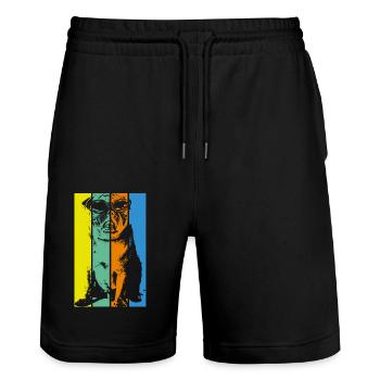 Cooler Maps mit Sonnenbrille - Stanley/Stella Unisex Bio Joggingshorts Trainer  - Schwarz - Vorne - Nik (191cm) & Marisol (170cm)