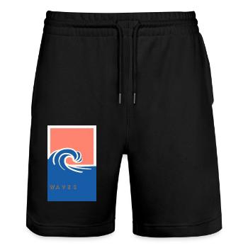 Waves - Stanley/Stella Trainer Unisex Organic Jogging Shorts - black - Front - Nik (191cm) & Marisol (170cm)