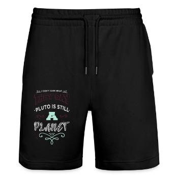 joke gift idea happy christmas celestial fun geek - Stanley/Stella Unisex Bio Joggingshorts Trainer  - Schwarz - Vorne - Nik (191cm) & Marisol (170cm)