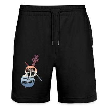 Born To Be A Violinist Violin Orchestra - Stanley/Stella Unisex Bio Joggingshorts Trainer  - Schwarz - Vorne - Nik (191cm) & Marisol (170cm)