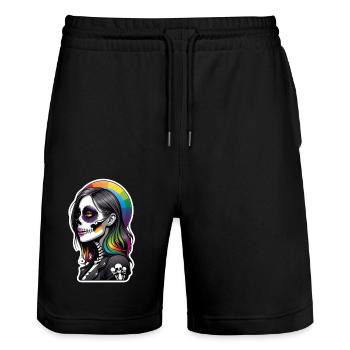 halloween - rock et arc en ciel - Short de jogging bio TRAINER Stanley/Stella unisexe - noir - Devant - Nik (191cm) & Marisol (170cm)