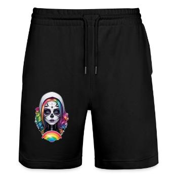 Halloween - Rock & Rainbow - Stanley/Stella Trainer Unisex Organic Jogging Shorts - black - Front - Nik (191cm) & Marisol (170cm)