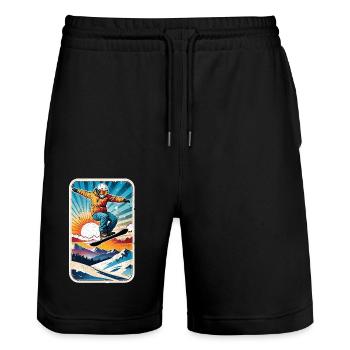 Snowboarden, Schnee und Skifahren - Stanley/Stella Unisex Bio Joggingshorts Trainer  - Schwarz - Vorne - Nik (191cm) & Marisol (170cm)