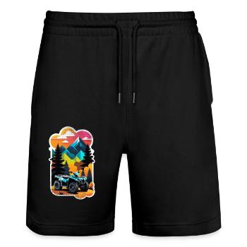 quad et tout terrain - Short de jogging bio TRAINER Stanley/Stella unisexe - noir - Devant - Nik (191cm) & Marisol (170cm)