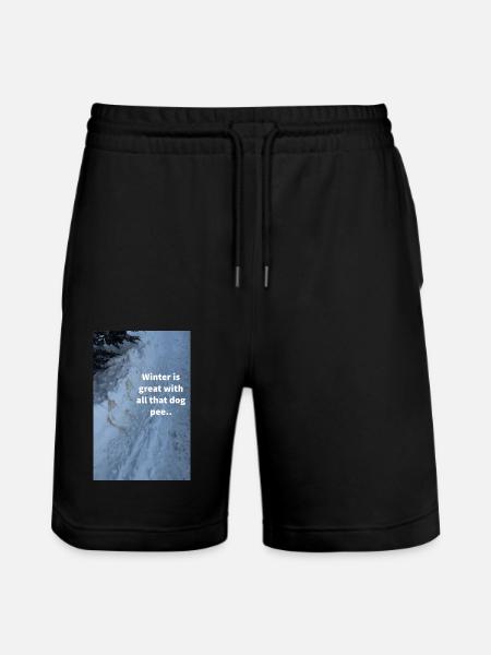winter wonderland dog pee - Stanley/Stella Trainer Unisex Organic Jogging Shorts - black