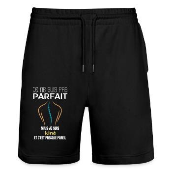 Je ne suis pas parfait mais je suis kiné - Short de jogging bio TRAINER Stanley/Stella unisexe - noir - Devant - Nik (191cm) & Marisol (170cm)