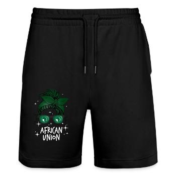 Union africaine - Short de jogging bio TRAINER Stanley/Stella unisexe - noir - Devant - Nik (191cm) & Marisol (170cm)