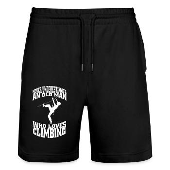 Kletterer Bergklettern Klettern Berg Bergsteigen - Stanley/Stella Unisex Bio Joggingshorts Trainer  - Schwarz - Vorne - Nik (191cm) & Marisol (170cm)