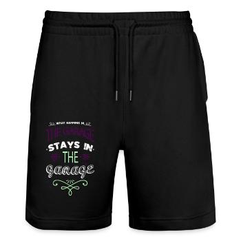 awesome baseballcoffeemug badass mechanic tshirts - Stanley/Stella Unisex Bio Joggingshorts Trainer  - Schwarz - Vorne - Nik (191cm) & Marisol (170cm)