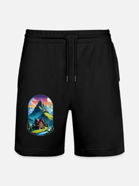 Mountain Nature Hiking Climbing Lake - Stanley/Stella Trainer Unisex Organic Jogging Shorts - black