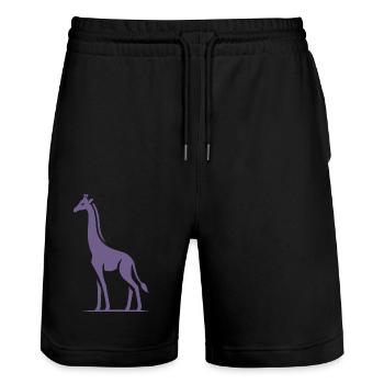 Minimalist Giraffe Africa Silhouette - Stanley/Stella Trainer Unisex Organic Jogging Shorts - black - Front - Nik (191cm) & Marisol (170cm)