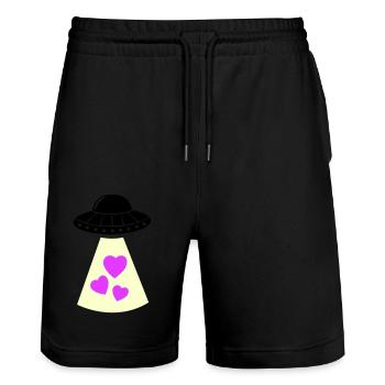 Coeur d’OVNI - Short de jogging bio TRAINER Stanley/Stella unisexe - noir - Devant - Nik (191cm) & Marisol (170cm)