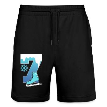 Schlittschuh Eislauf 6. Kindergeburtstag - Stanley/Stella Unisex Bio Joggingshorts Trainer  - Schwarz - Vorne - Nik (191cm) & Marisol (170cm)