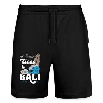 Goes to Bali Surfing - Stanley/Stella Unisex Bio Joggingshorts Trainer  - Schwarz - Vorne - Nik (191cm) & Marisol (170cm)