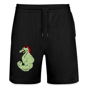 strong dragon 02 - Stanley/Stella Unisex Bio Joggingshorts Trainer  - Schwarz - Vorne - Nik (191cm) & Marisol (170cm)