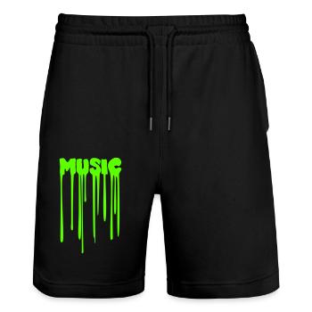 Music Graffiti grüner Schleim Musik Spruch Tropfen - Stanley/Stella Unisex Bio Joggingshorts Trainer  - Schwarz - Vorne - Nik (191cm) & Marisol (170cm)