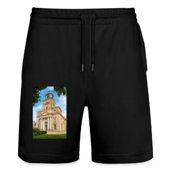 Gothenburg Cathedral Gothenburg City Sweden - Stanley/Stella Trainer Unisex Organic Jogging Shorts - black - Front - Nik (191cm) & Marisol (170cm)