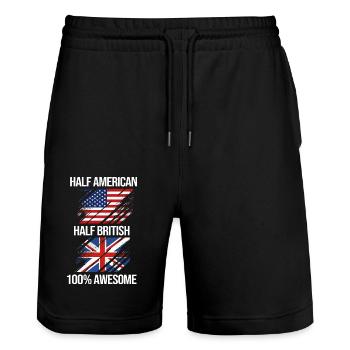 Angleterre Anglais - Short de jogging bio TRAINER Stanley/Stella unisexe - noir - Devant - Nik (191cm) & Marisol (170cm)