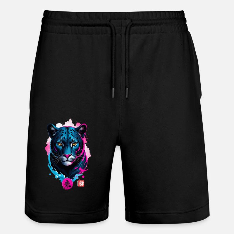 Panther Dream Pink Blau - Stanley/Stella Unisex Bio Joggingshorts Trainer  - Schwarz