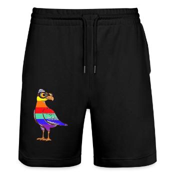 LGBT Regenbogen Möwe Möwen maritim - Stanley/Stella Unisex Bio Joggingshorts Trainer  - Schwarz - Vorne - Nik (191cm) & Marisol (170cm)
