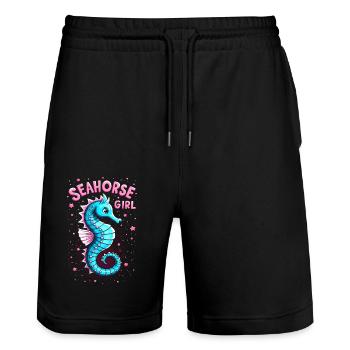 Seahorse Girl - Stanley/Stella Unisex Bio Joggingshorts Trainer  - Schwarz - Vorne - Nik (191cm) & Marisol (170cm)