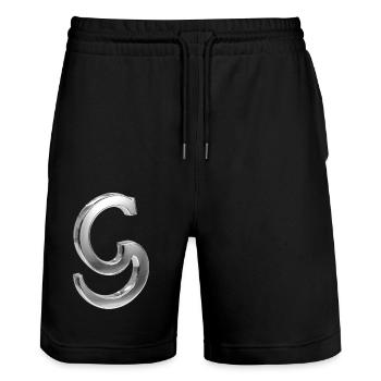 Chrome ,, S " Metallic - Stanley/Stella Trainer Unisex Organic Jogging Shorts - black - Front - Nik (191cm) & Marisol (170cm)