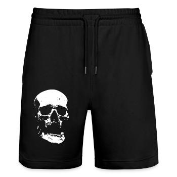 Skull - Totenkopf - Schädel - Stanley/Stella Trainer Unisex Organic Jogging Shorts - black - Front - Nik (191cm) & Marisol (170cm)