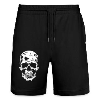 Skull - Stanley/Stella Trainer Unisex Organic Jogging Shorts - black - Front - Nik (191cm) & Marisol (170cm)