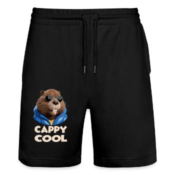 Stilvolle Biber tragen Sonnenbrillen Spaß - Stanley/Stella Unisex Bio Joggingshorts Trainer  - Schwarz - Vorne - Nik (191cm) & Marisol (170cm)