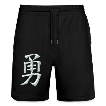 Mut (Japanisch) Kanji Schriftzeichen - Stanley/Stella Unisex Bio Joggingshorts Trainer  - Schwarz - Vorne - Nik (191cm) & Marisol (170cm)