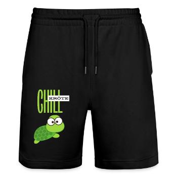 Chill Kröte für Chiller - Stanley/Stella Unisex Bio Joggingshorts Trainer  - Schwarz - Vorne - Nik (191cm) & Marisol (170cm)