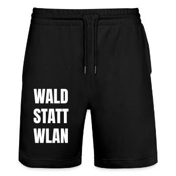 Forest is nature and serves as a place for recreation - Stanley/Stella Trainer Unisex Organic Jogging Shorts - black - Front - Nik (191cm) & Marisol (170cm)