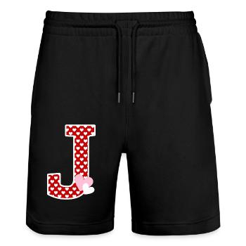 Letter j heart - Stanley/Stella Trainer Unisex Organic Jogging Shorts - black - Front - Nik (191cm) & Marisol (170cm)