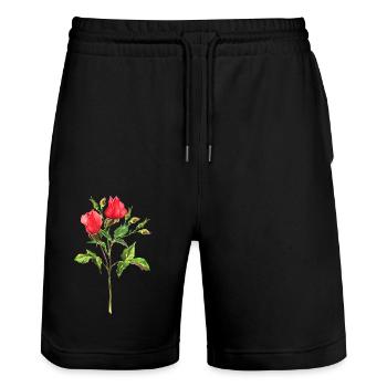 Blumen - Stanley/Stella Unisex Bio Joggingshorts Trainer  - Schwarz - Vorne - Nik (191cm) & Marisol (170cm)