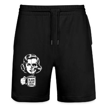 Black like my soul! Goth Coffee Emo Girl - Stanley/Stella Trainer Unisex Organic Jogging Shorts - black - Front - Nik (191cm) & Marisol (170cm)
