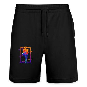 Joueur de baseball Vintage Coloré - Short de jogging bio TRAINER Stanley/Stella unisexe - noir - Devant - Nik (191cm) & Marisol (170cm)