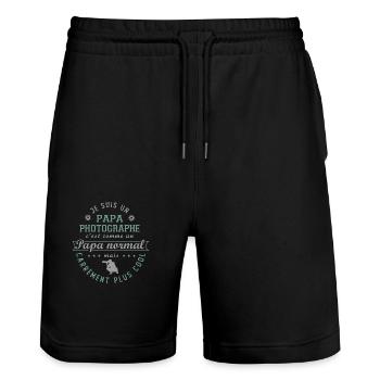 PAPA PHOTOGRAPHE cadeau - Short de jogging bio TRAINER Stanley/Stella unisexe - noir - Devant - Nik (191cm) & Marisol (170cm)