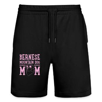 Berner Sennenhundmutter - Stanley/Stella Unisex Bio Joggingshorts Trainer  - Schwarz - Vorne - Nik (191cm) & Marisol (170cm)