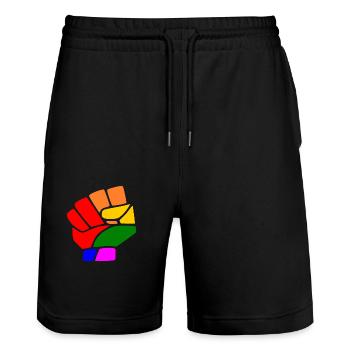 Lgbt - Stanley/Stella Unisex Bio Joggingshorts Trainer  - Schwarz - Vorne - Nik (191cm) & Marisol (170cm)