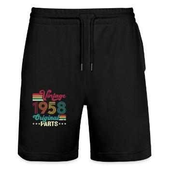Vintage 1958 Original, Geburtstagsgeschenk - Stanley/Stella Unisex Bio Joggingshorts Trainer  - Schwarz - Vorne - Nik (191cm) & Marisol (170cm)