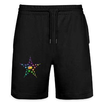 Sterne bunte Sterne viele Sterne - Stanley/Stella Unisex Bio Joggingshorts Trainer  - Schwarz - Vorne - Nik (191cm) & Marisol (170cm)