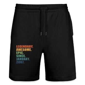 16th Birthday, January 2007, 16 Year Anniversary - Stanley/Stella Trainer Unisex Organic Jogging Shorts - black - Front - Nik (191cm) & Marisol (170cm)