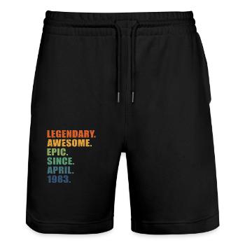 40th Birthday, April 1983, 40 Year Anniversary - Stanley/Stella Trainer Unisex Organic Jogging Shorts - black - Front - Nik (191cm) & Marisol (170cm)