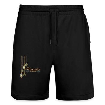 Ramadan Mubarak Fasting Islam - Stanley/Stella Trainer Unisex Organic Jogging Shorts - black - Front - Nik (191cm) & Marisol (170cm)