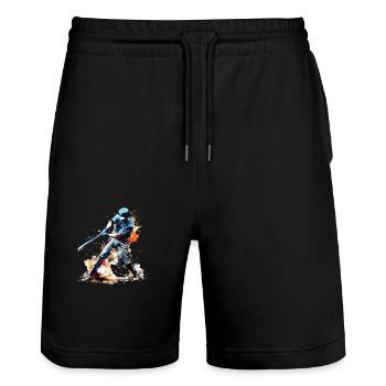 Joueur de baseball coup de circuit Bats Splash - Short de jogging bio TRAINER Stanley/Stella unisexe - noir - Devant - Nik (191cm) & Marisol (170cm)