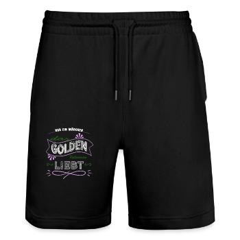 hunderasse bday boxer witzig geschenkidee haustier - Stanley/Stella Unisex Bio Joggingshorts Trainer  - Schwarz - Vorne - Nik (191cm) & Marisol (170cm)